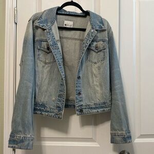Cropped distressed jean jacket